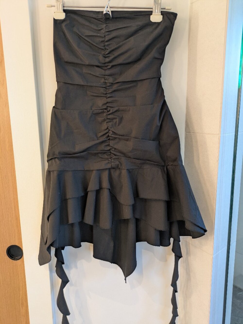 Flavio Castellani XS strapless ruched black, short cocktail dress Y2K Goth/Whims